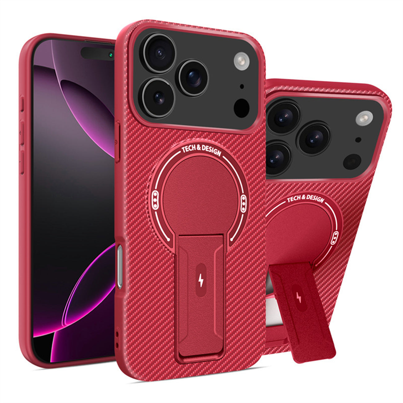 TPU PC kickstand Magnetic Phone Case for IPHONE 17 PRO MAX & IPHONE 18 PRO MAX | SKU: PC78-IPH17MAXRD